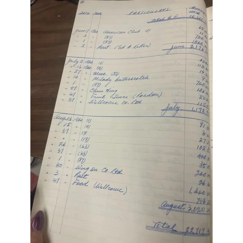 1960-61 Hong Kong Expat Household Expense Ledger Handwritten American Club